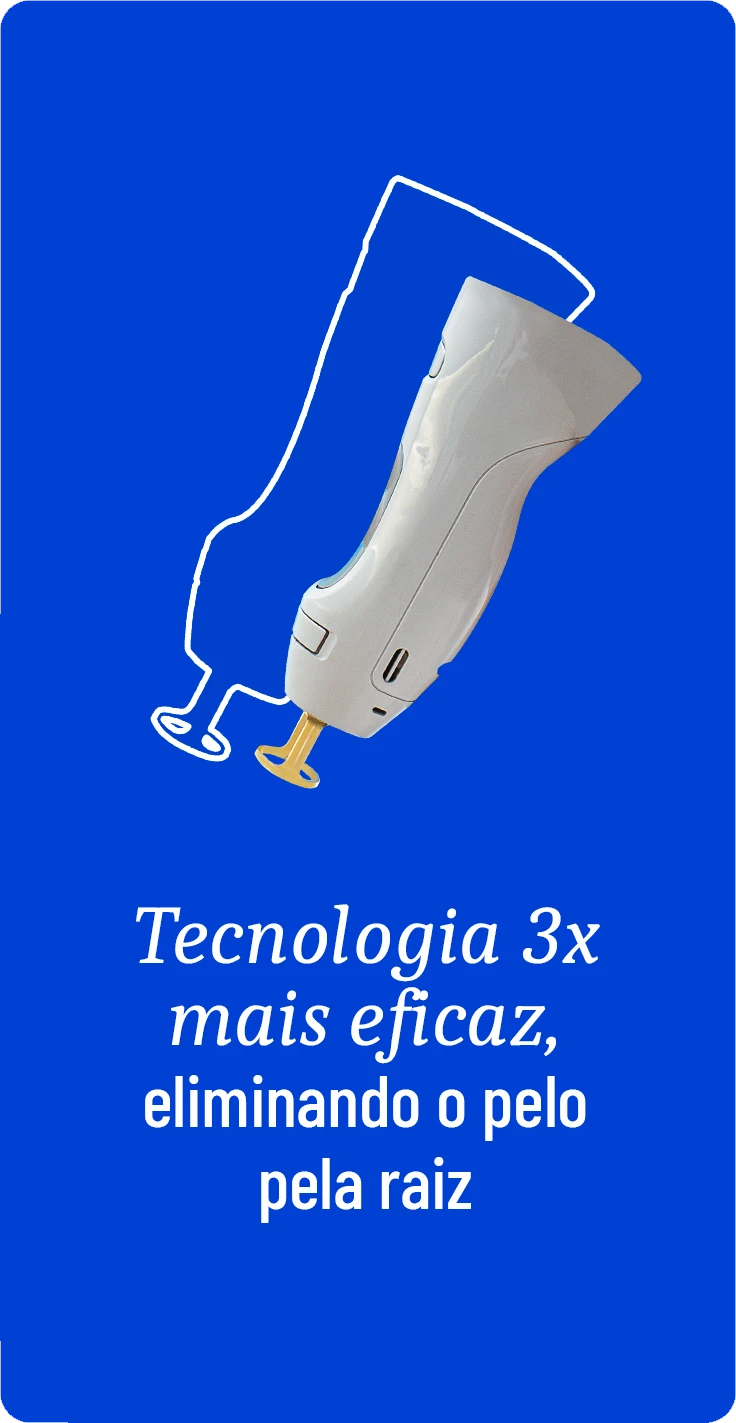 Tecnologia 3x mais eficaz eliminando o pelo pela raíz